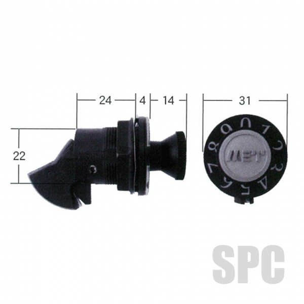 062-01 ポスト錠-タジマ　MET　タテラッチ　　　　96ダイヤル錠タテ