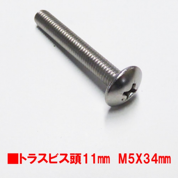 錠用ビス　ケース固定ビスM5X34mm　トラスビス　ステン色