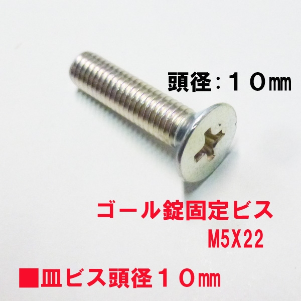 アルミサッシ用ビス　M5X22mm　皿ビス　　　頭径10mmメッキ