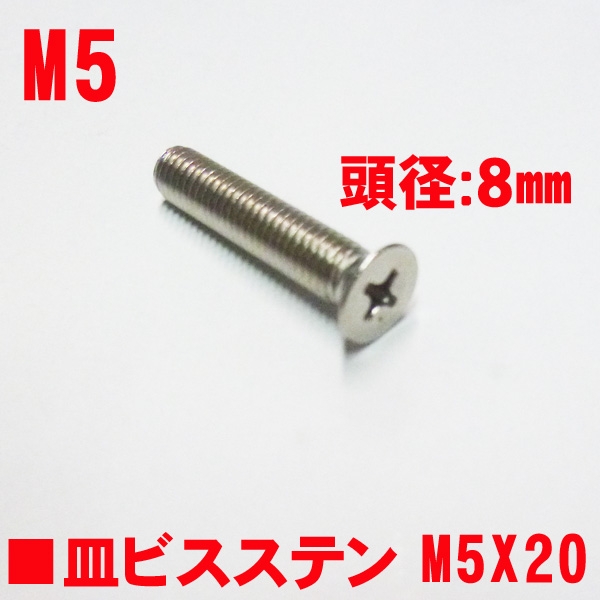 丁番用ビス　M5X20mm　皿ビス　　　頭径8mm