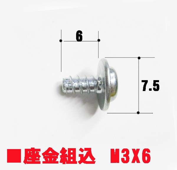 鉄タッピング切込みビス　　　　メッキ色　　M3.0X6mm　　　　頭径6mm